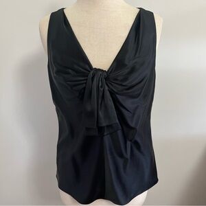 Magaschoni Black Silk V-neck Sleeveless Tank Blouse